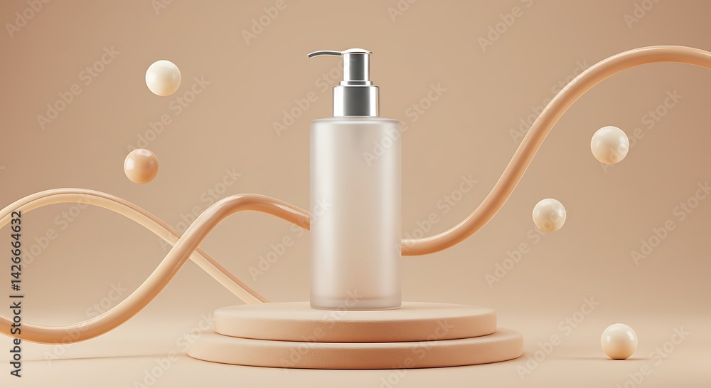 Bottle on Pedestal with Decorative Shapes in Neutral Tones Bottle on Pedestal with Decorative Shapes in Neutral Tones