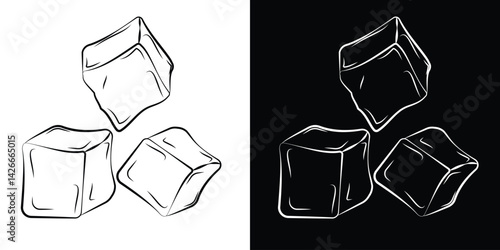 Ice cube icon vector collection. Silhouette of line ice cube vector design. Vector illustration.