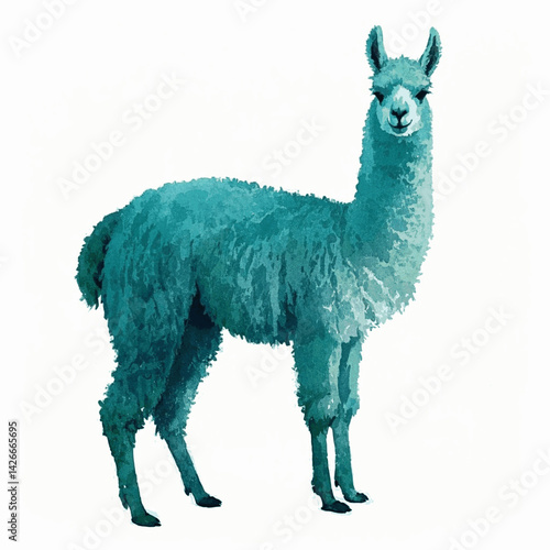 Wool & watercolor alpaca isolated vector illustration svg 