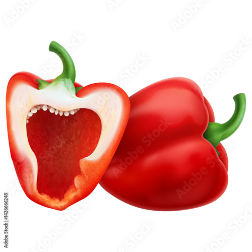 red paprika isolated on white.Vector image of a red chili pepper on white background.


