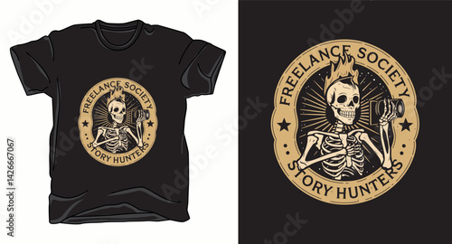 Freelance society skull graphic vector t-shirt design