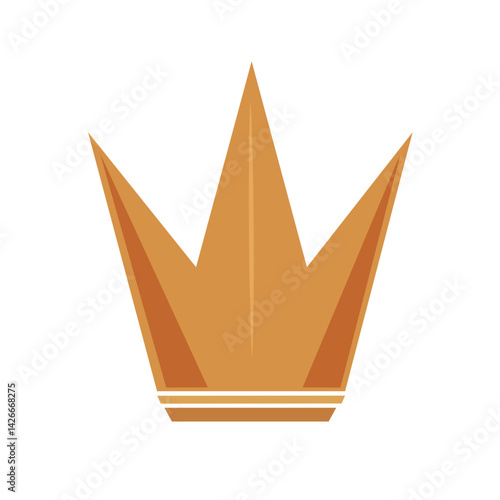 Golden crown in flat illustration for branding and marketing premium quality goods and services. Logo design. Vector illustration.