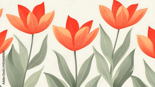Orange Tulips Spring Floral Design.