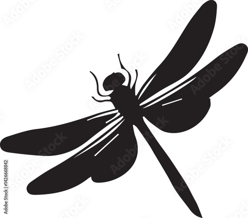 Dragonfly silhouette vector EPS
