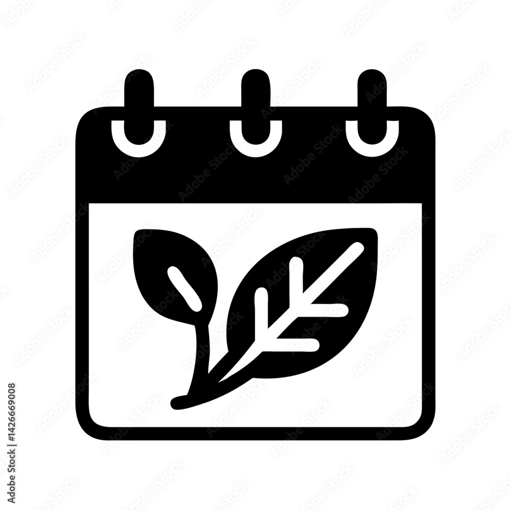 Agricultural Calendar with Leaf Icon Design Agricultural Calendar with Leaf Icon Design