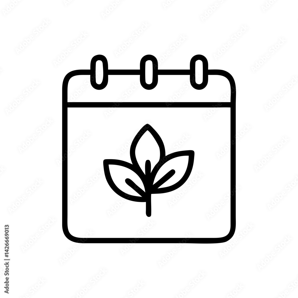 Agricultural Calendar with Leaf Icon Design Agricultural Calendar with Leaf Icon Design