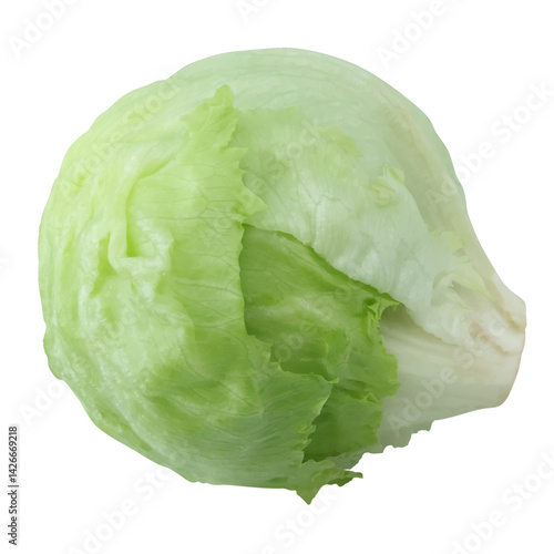 Fresh whole iceberg lettuce – vibrant green, set against a clean white backdrop.. cabbage isolated on white background