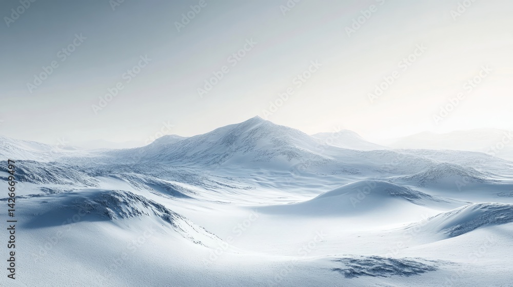 Fototapeta premium Serene snowy landscape arctic region photography minimalist environment aerial view tranquility