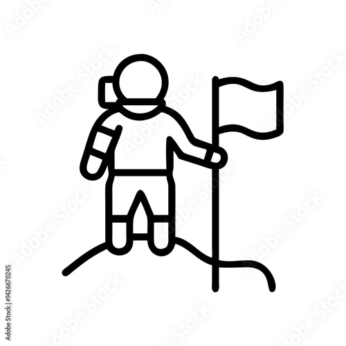 Astronaut Flag Planting on Moon Icon Design