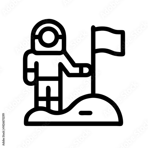 Astronaut Flag Planting on Moon Icon Design
