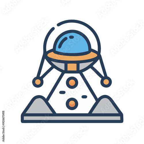 Astronaut Landing Capsule Icon Design