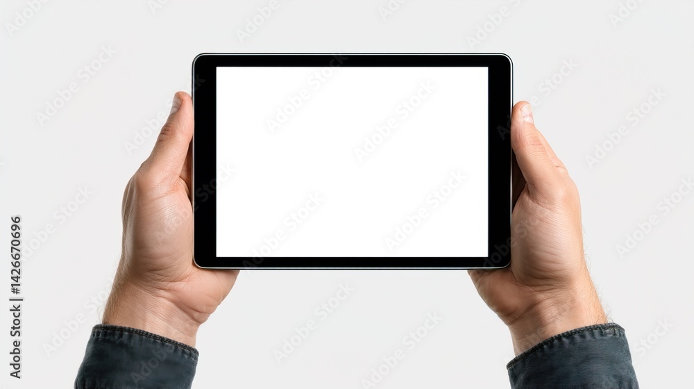 Individual Displaying Tablet Featuring Empty Screen Device Held Showcasing Editable Interface Opportunity Blank Digital Display Concept Person Interaction Technology lowercase
Individual Displaying Tablet Featuring Empty Screen Device Held Showcasing Editable Interface Opportunity Blank Digital Display Concept Person Interaction Technology lowercase