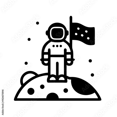 Astronaut on Moon Surface Icon Design