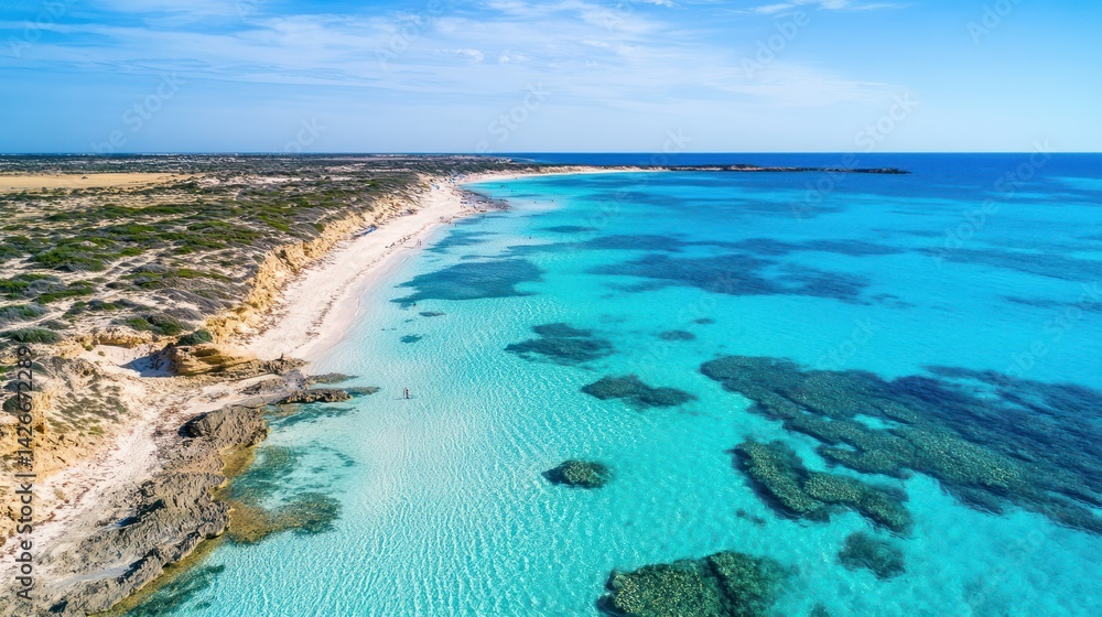 Stunning coastal scenery of a pristine beach with turquoise waters. Stunning coastal scenery of a pristine beach with turquoise waters.