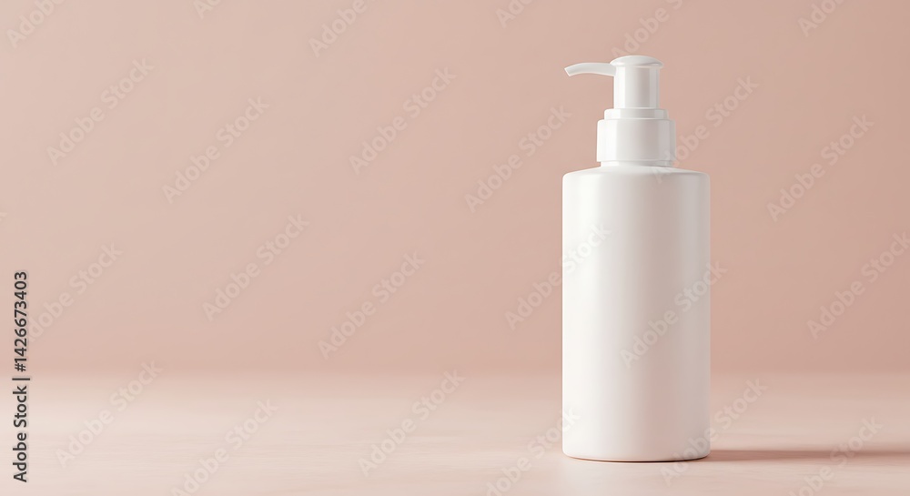 White Pump Bottle on Soft Pink Background for Mockup or Product Display White Pump Bottle on Soft Pink Background for Mockup or Product Display