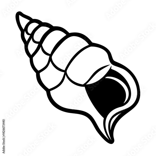 Sea shell icon on a white background, symbol of marine life and ocean beauty