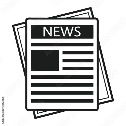 Create a black silhouette of a newspaper icon