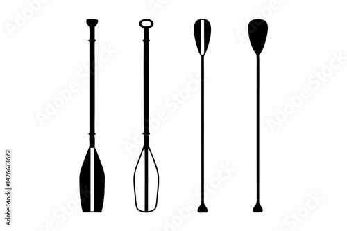 set of Boat oar silhouette vector illustration