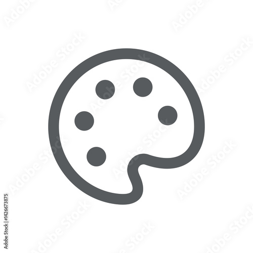 The palette icon. An attribute of an artist, paint, or creative workshop. Indicates a change in the theme, background, or color palette of an application or interface. A tool for painting and painting