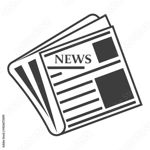 Create a black silhouette of a newspaper icon