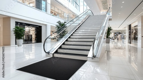 Modern Mall Escalator with Black Mat