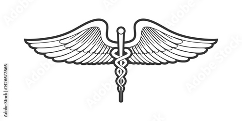 Medical Snake Caduceus Logo Sign Template Vector Isolated on White Background