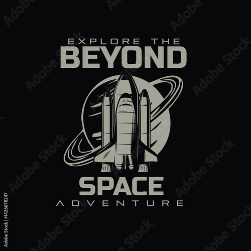 Explore the beyond Space Adventure vetor graphic