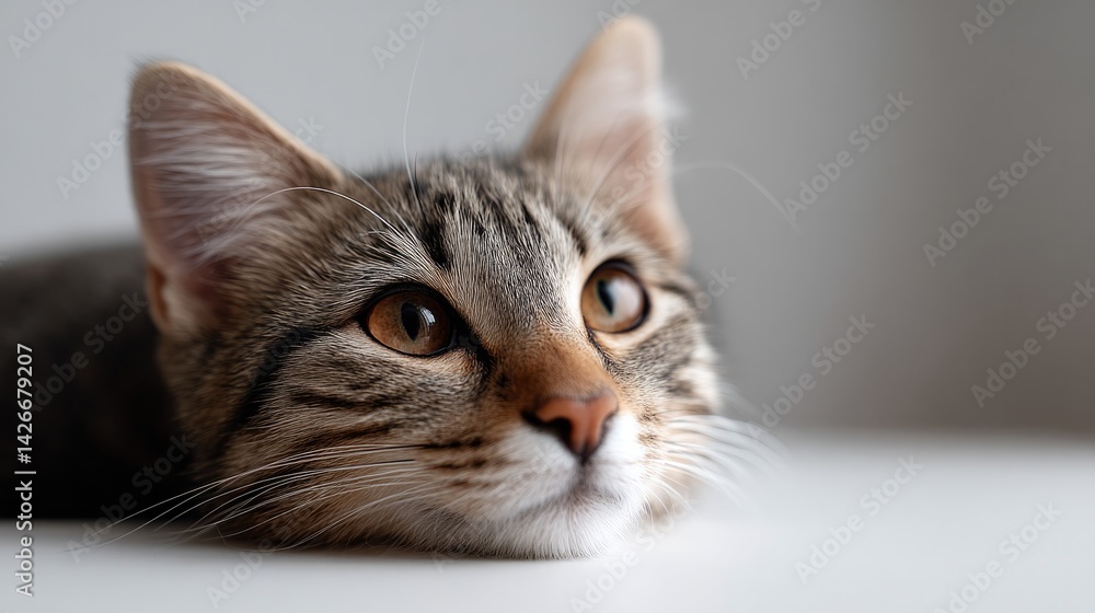 cat resting against white backdrop embodying tranquility cat resting against white backdrop embodying tranquility