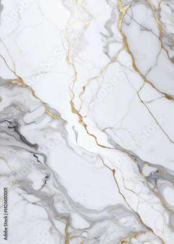 Luxurious white Carrara statuaries marble texture background. Calacatta glossy marble with golden streaks. Luxury White Gold Marble texture background vector. Luxurious floor marbling texture design.