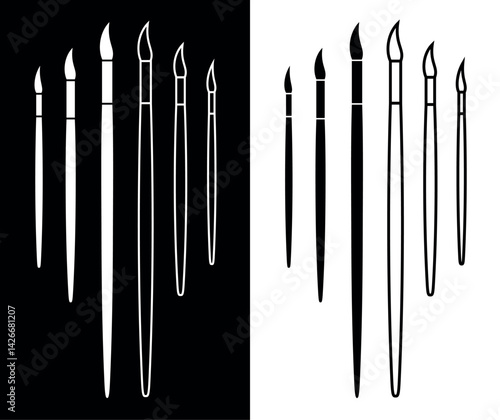 The brush icon. A tool for painting and painting. An attribute of an artist, paint, or creative workshop. Indicates a change in the theme, background, or color palette of an application or interface.