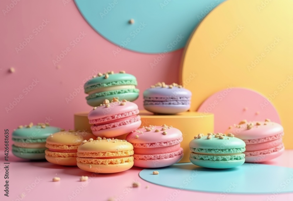 colorful arranged macarons geometric backdrop dessert display bright attractive composition, rainbow, lgbtq, lgbt, pride, love, equality, sweets, treats