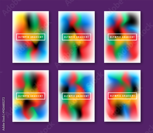 Wallpaper Mural Set of gradient posters with vibrant abstract designs. Perfect for modern advertisements, brochures, and digital projects featuring smooth blends and blurred effects. High quality vector Torontodigital.ca