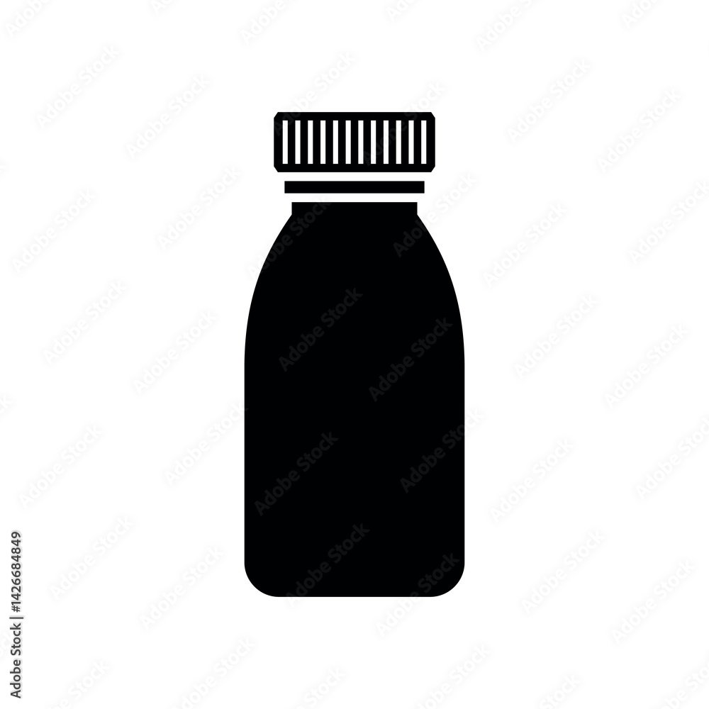 Fototapeta premium The icon is a bottle of milk or kefir. An attribute (container) of dairy products or food. An icon for the dairy department of a store or dairy.
