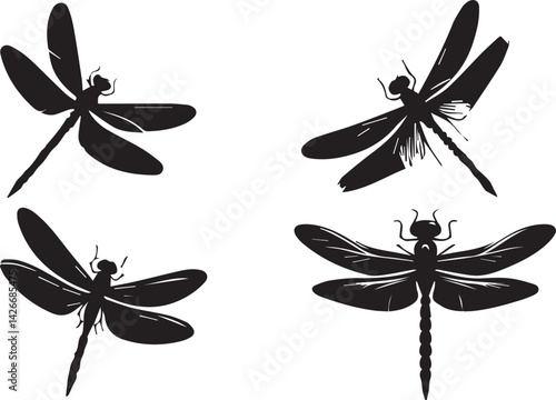 Dragonfly silhouette vector EPS SET