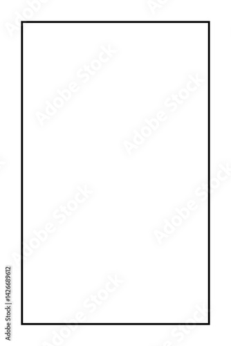 Minimalist empty black frame outline on white background, simple geometric border for design or text layout template. Illustration