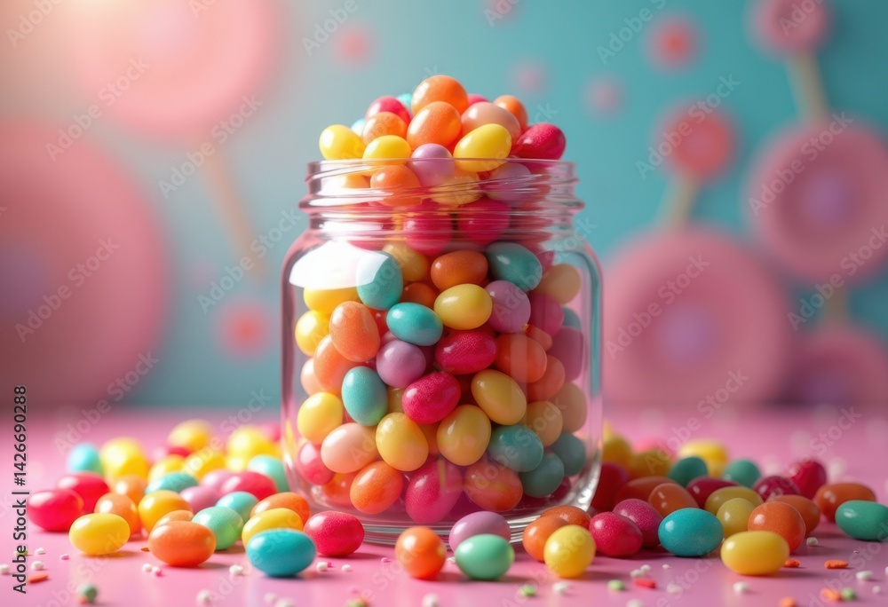 colorful jellybeans jar sweet treats dessert candy sprinkles mixed colors delicious fun party snack, sugar, gummy, celebration, confectionery, assorted, filler
