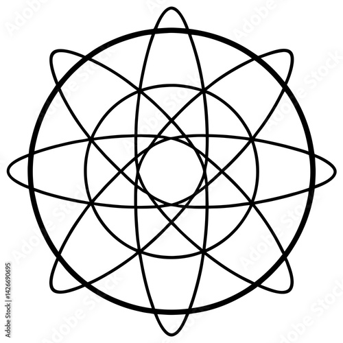 Planetary Orbit Mandala Vector on White