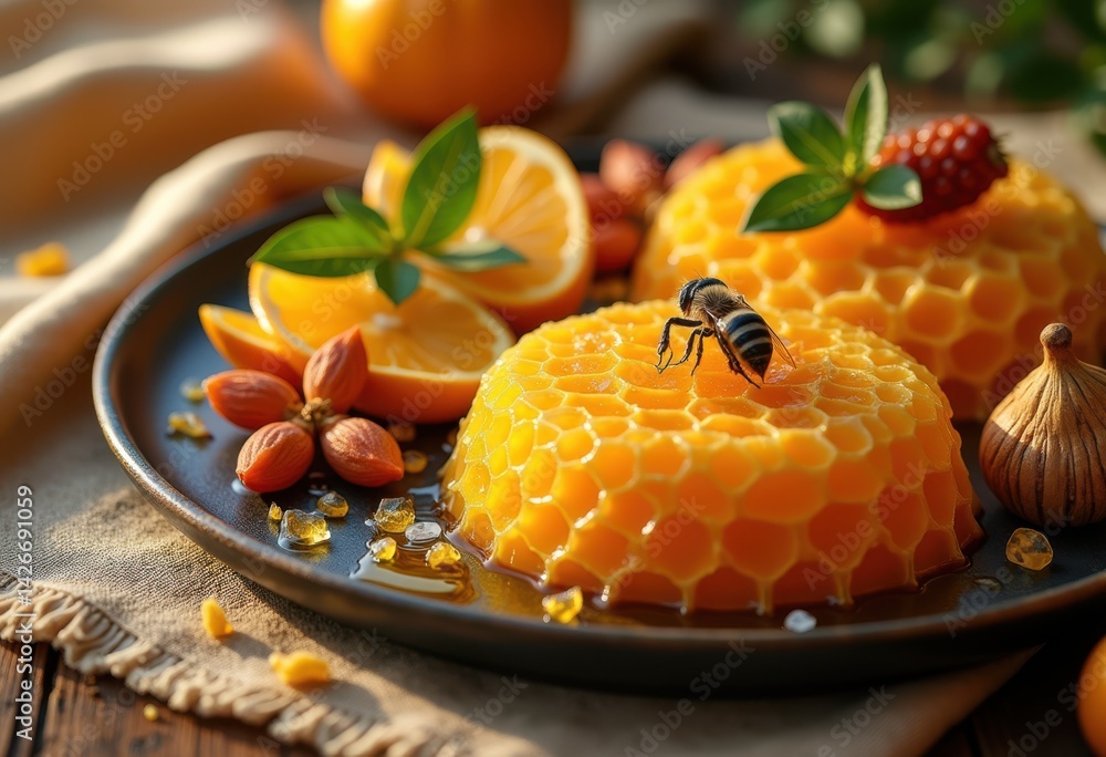 colorful mead plate vibrant honeycomb bright yellow rich earthy colors artisan bee products natural, nectar, food, ceramic, design, traditional, beekeeping