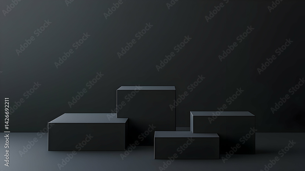 Dark Empty Display Podiums Dark Empty Display Podiums