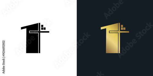 Christian cross vector symbol logo. illustration of the House of God Cross with trinity. for Logo, Church, Clothing, Sticker design