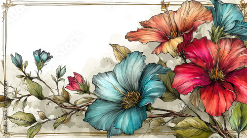 Wallpaper Mural Tropical Hawaiian Hibiscus Floral Illustration Torontodigital.ca