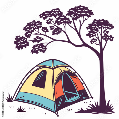 Camping tent silhouette vector illustration