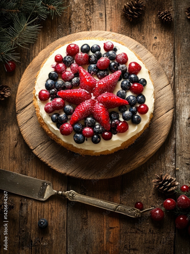 Rustic Berry and Cream Cake: A Star-Shaped Delight Rustic Berry and Cream Cake: A Star-Shaped Delight