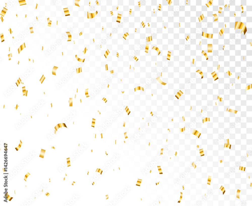 Falling Shiny Gold Confetti Isolated on Transparent Background for Celebration, Party, and Festive Events. Falling Shiny Gold Confetti Isolated on Transparent Background for Celebration, Party, and Festive Events.