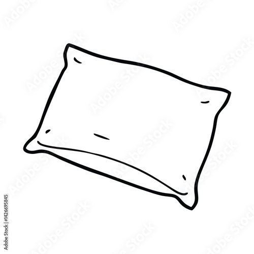 Isolated pillow illustration with bold outline for sleep and relaxation design