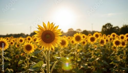 Wallpaper Mural tall sunflowers under summer sun, bright clear sky, nature at peak bloom, seasonal photo Torontodigital.ca