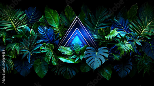 Tropical Decorative Arrangement With Vibrant Greens And Blues
