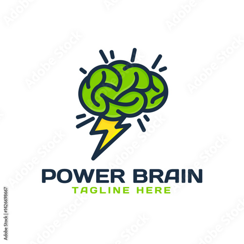 Brainpower Unleashed: A striking illustration of a brain symbol intertwined with a lightning bolt, encapsulating the essence of intellectual might and innovative thinking. 