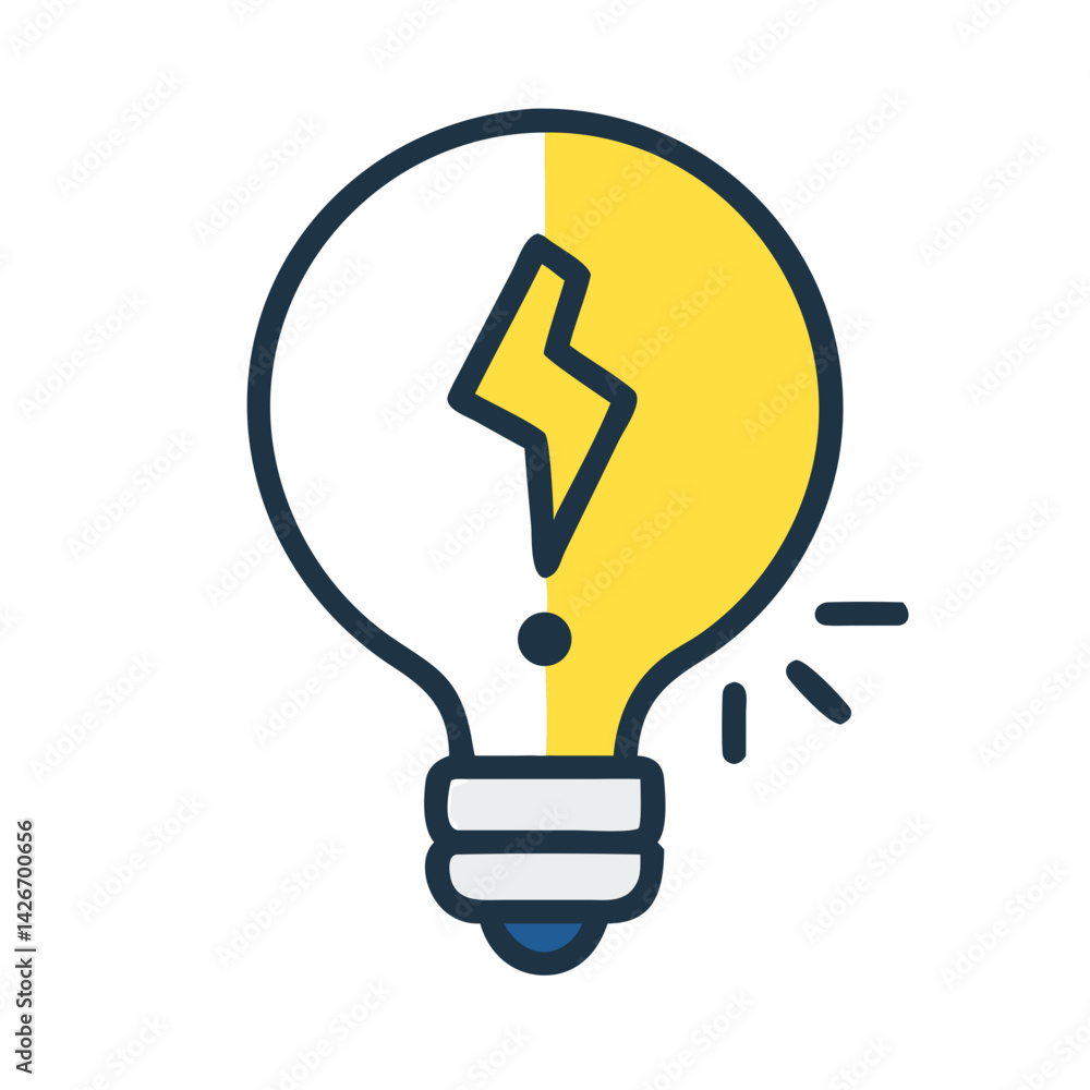 Cracked Light Bulb with Warning Sign Icon Design Cracked Light Bulb with Warning Sign Icon Design