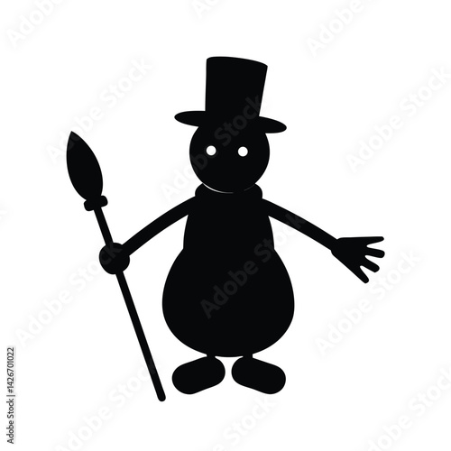 snowman with a broom